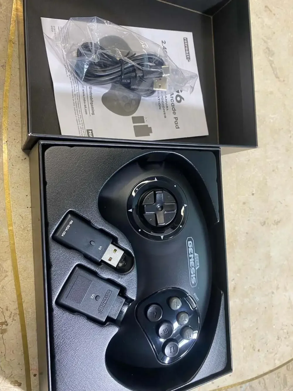 Retro-Bit BIG6 2.4GHz Wireless Arcade Pad for Sega Genesis, PC, and Mac